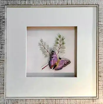 Shadowbox with rough whitewash finish and soft micro-mint green rag mat